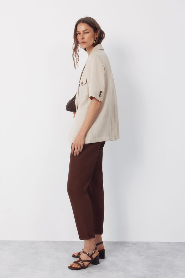 Cortefiel Cal&ccedil;as fluidas com textura Castanho