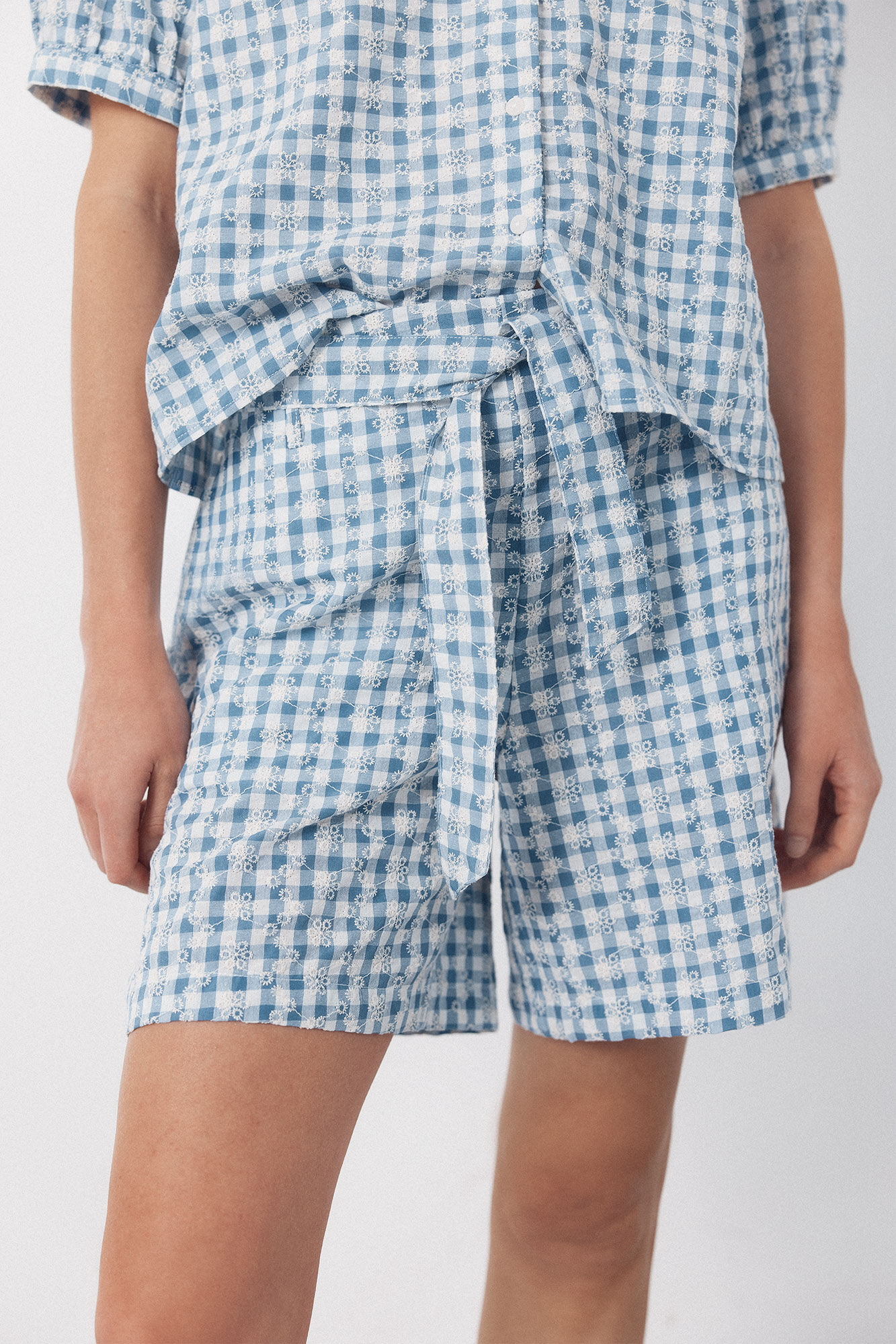 Cortefiel Embroidered gingham bermuda shorts