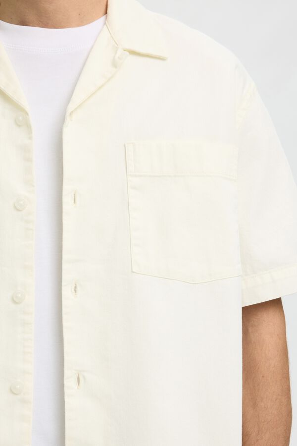 Selected Camisa jeans de manga curta Ecru