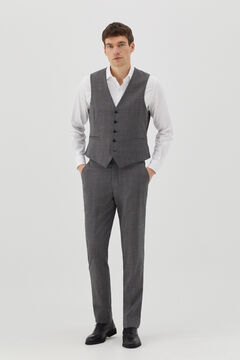Cortefiel Slim fit pin check trousers Gray