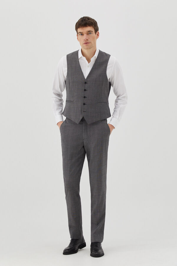 Cortefiel Slim fit pin check trousers Grey
