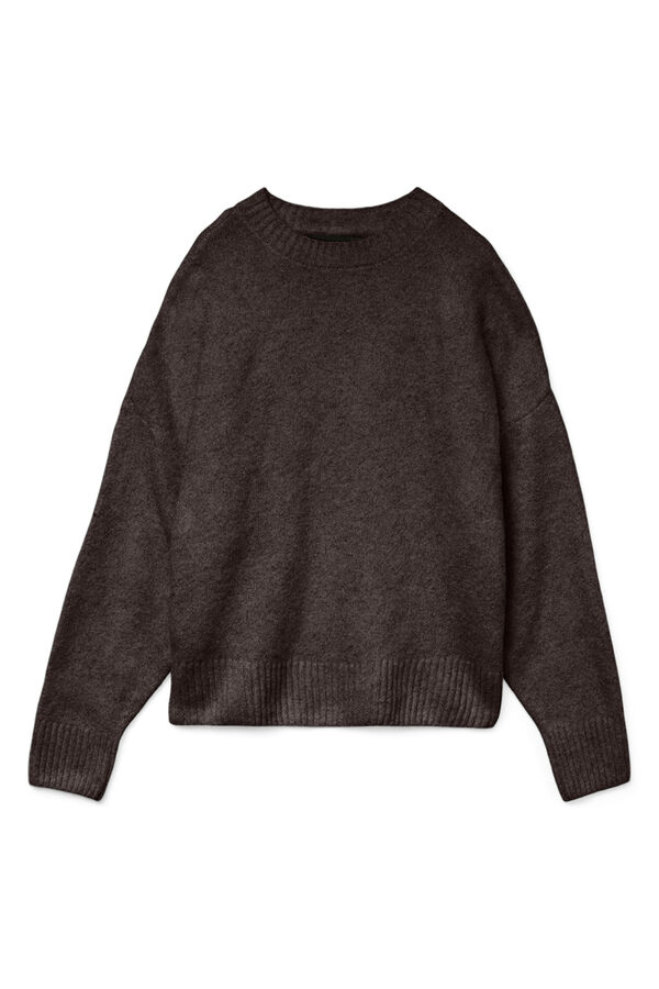 Vero Moda Jersey de punto cuello redondo Marrón oscuro
