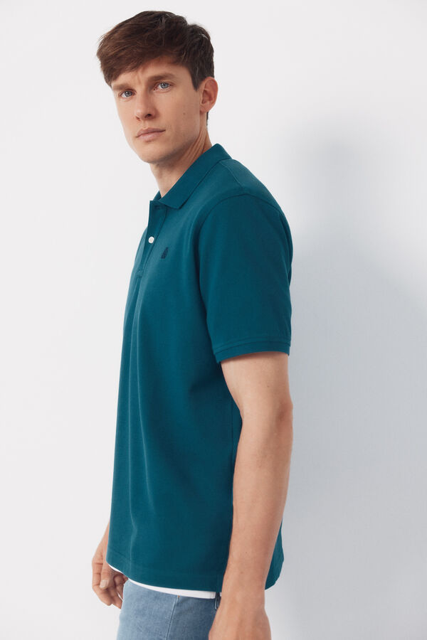 Cortefiel Polo básico piqué Azul