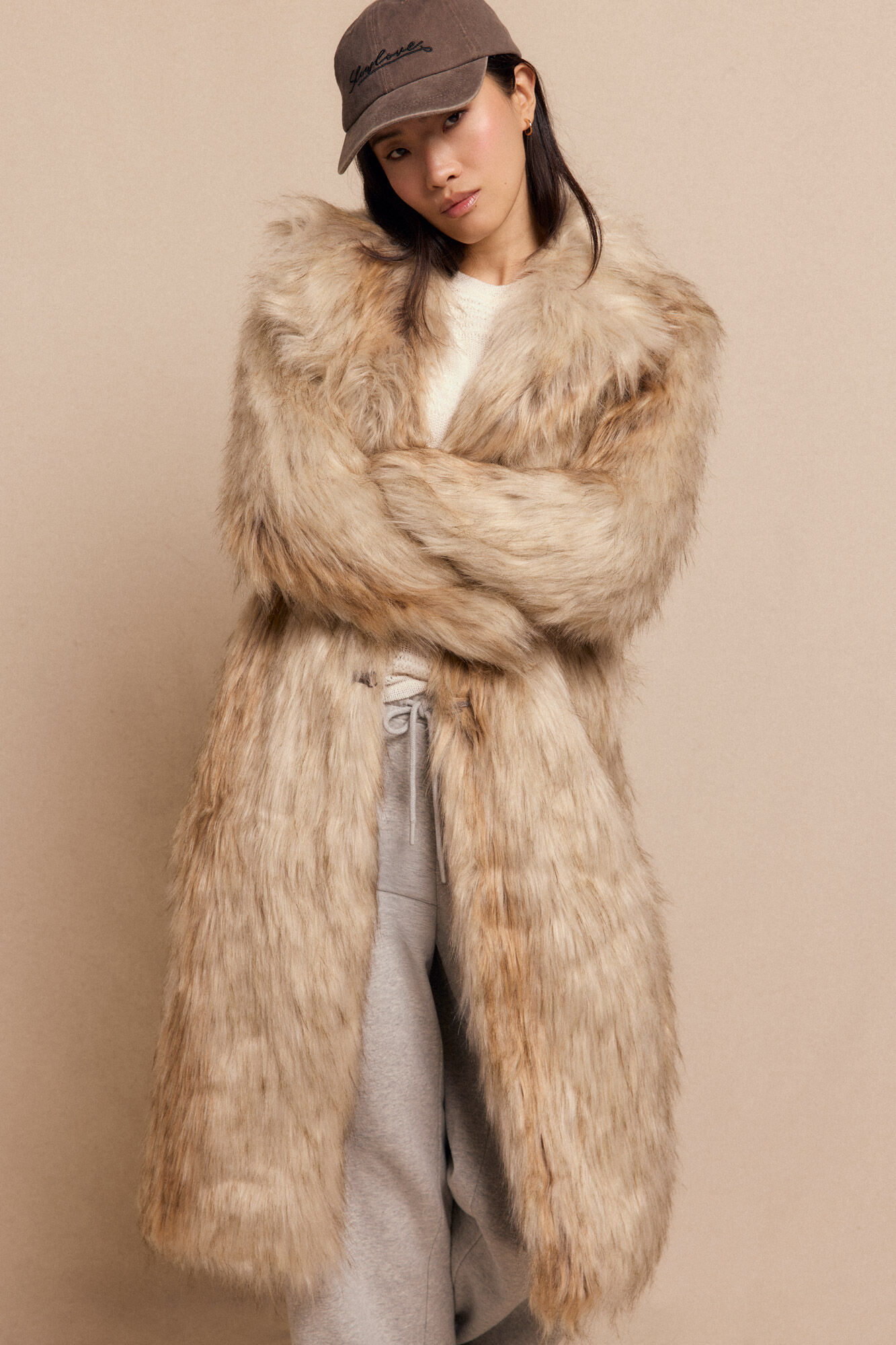 Slowlove Sobretudo comprido efeito pelo