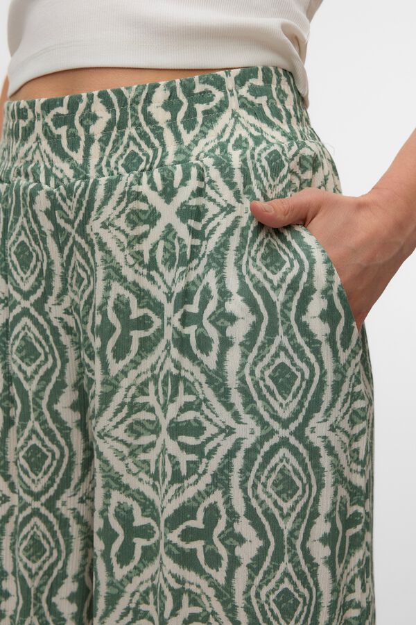 Vero Moda Cal&ccedil;a fluida com cintura el&aacute;stica Verde