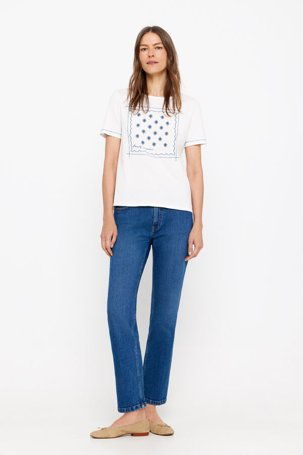 Cortefiel Embroidered t-shirt Printed blue