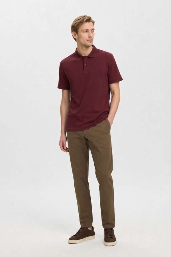 Selected Polo b&aacute;sico em piqu&eacute; Vermelho