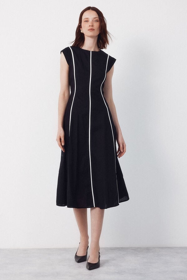 Cortefiel contrasting dress Black