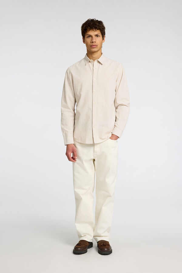 Selected Camisa de linho slim fit Tostado