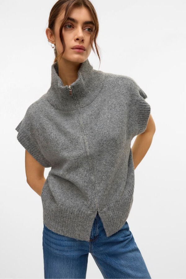 Vero Moda Chaleco de punto cuello alto Gris