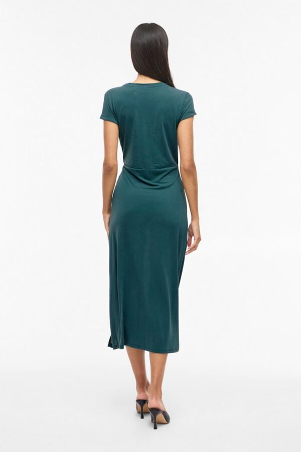 Vila Vestido midi de manga curta em modal Azul
