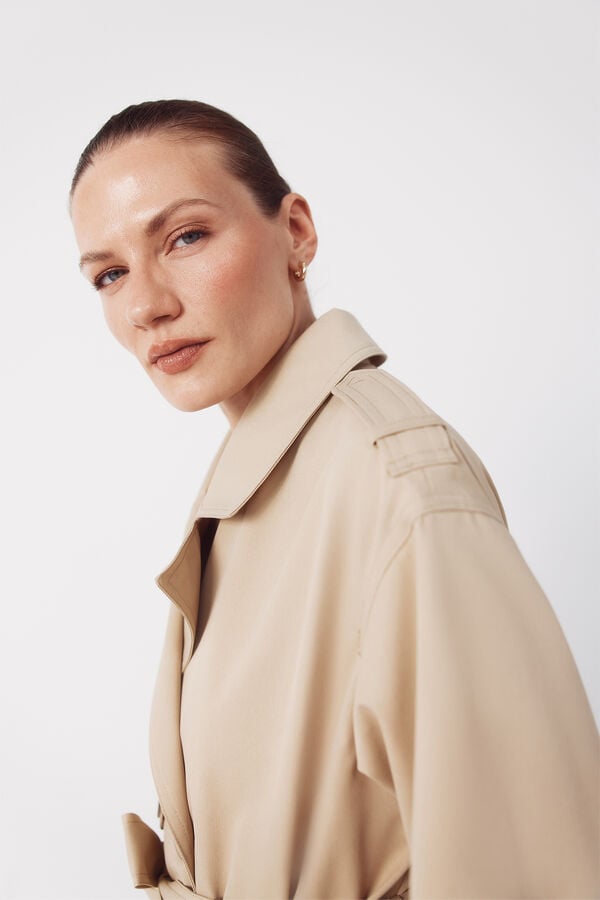 Cortefiel Long water-repellent trench coat Nude