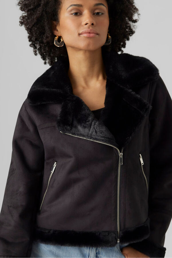Vero Moda Blusão de veludo com fecho-éclair para mulher Preto