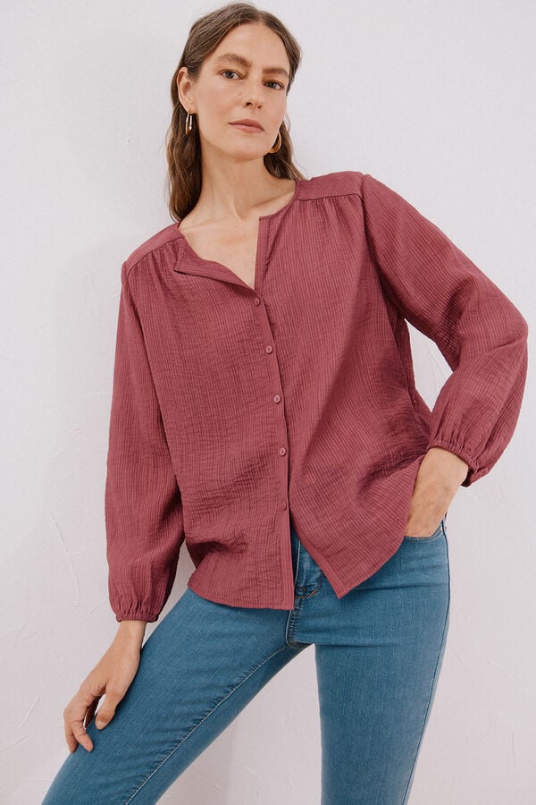 Cortefiel Round neck blouse Blue