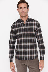 Cortefiel Checked flannel shirt Kaki