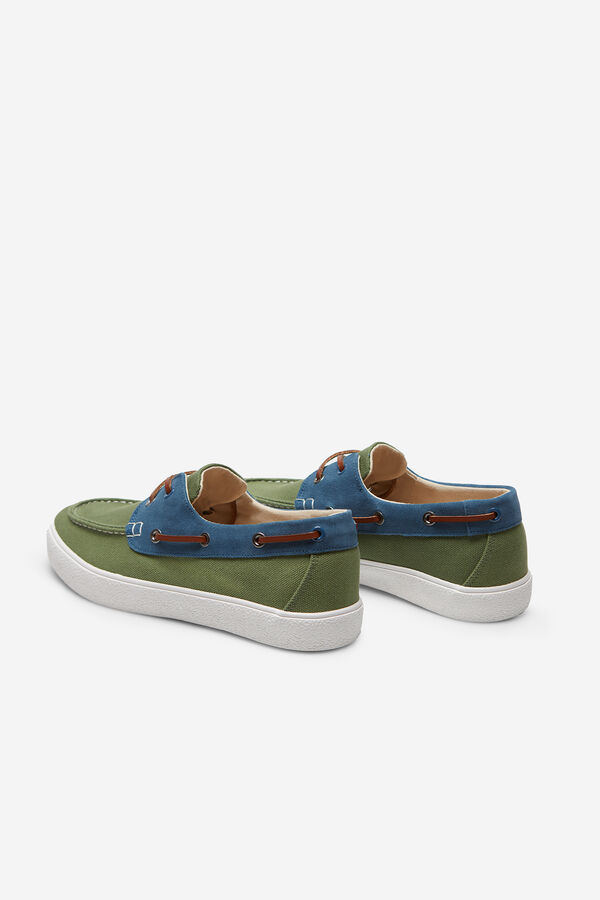 Cortefiel Textile and leather deck shoe Green
