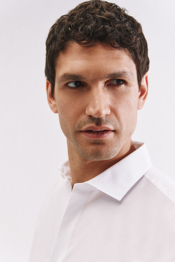 Cortefiel Slim fit easy-iron ottoman dress shirt White