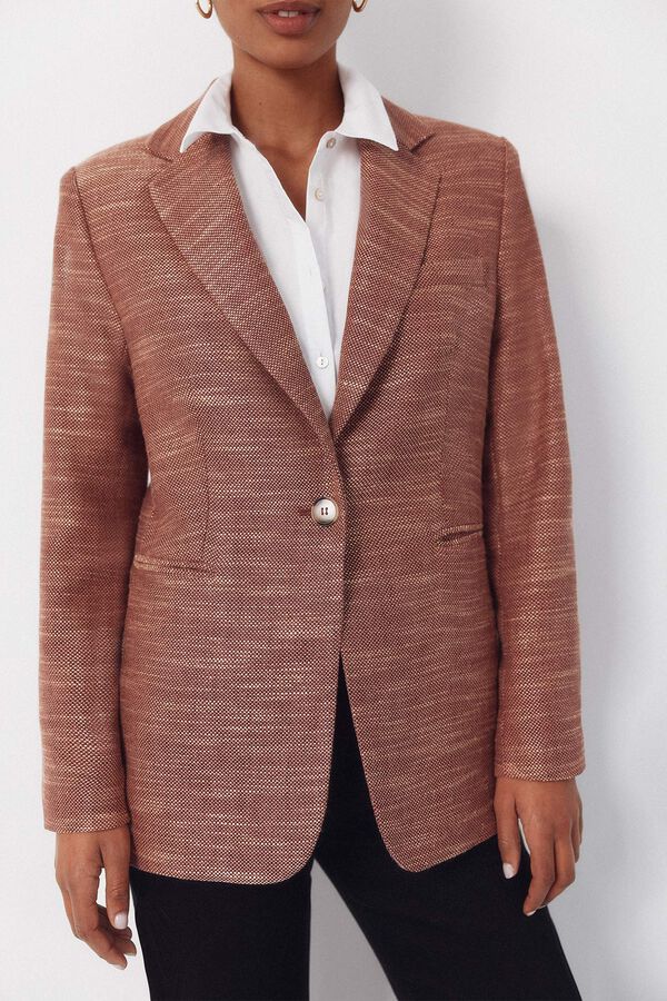 Cortefiel Textured fabric blazer Orange