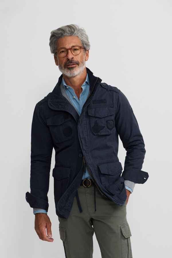 Silbon Casaco militar com manchas tingidas Azul