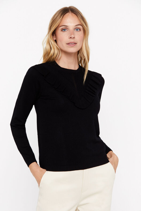 Cortefiel Plain jersey-knit jumper Black