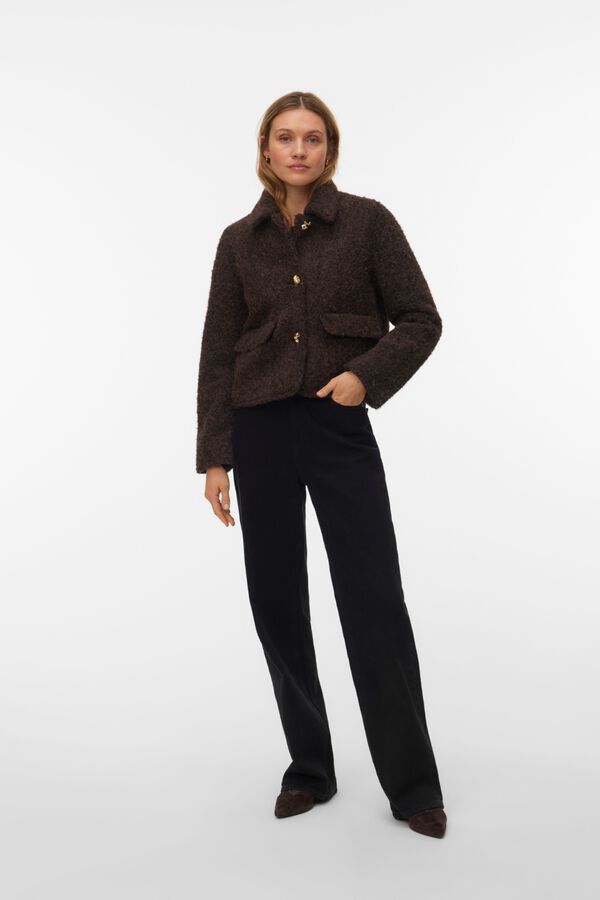 Vero Moda Casaco curto com aba Castanho
