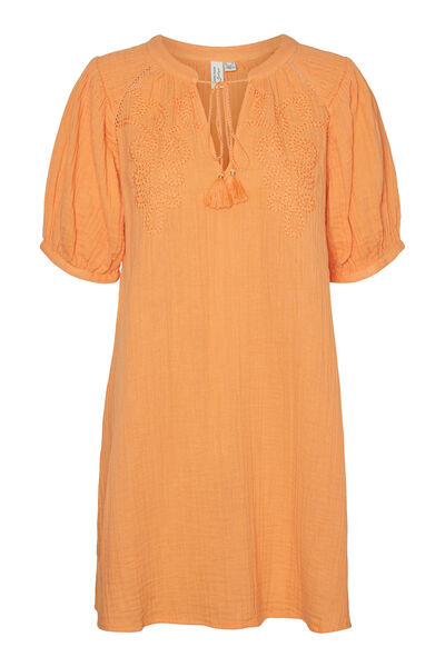 Cortefiel Short cotton dress  Orange
