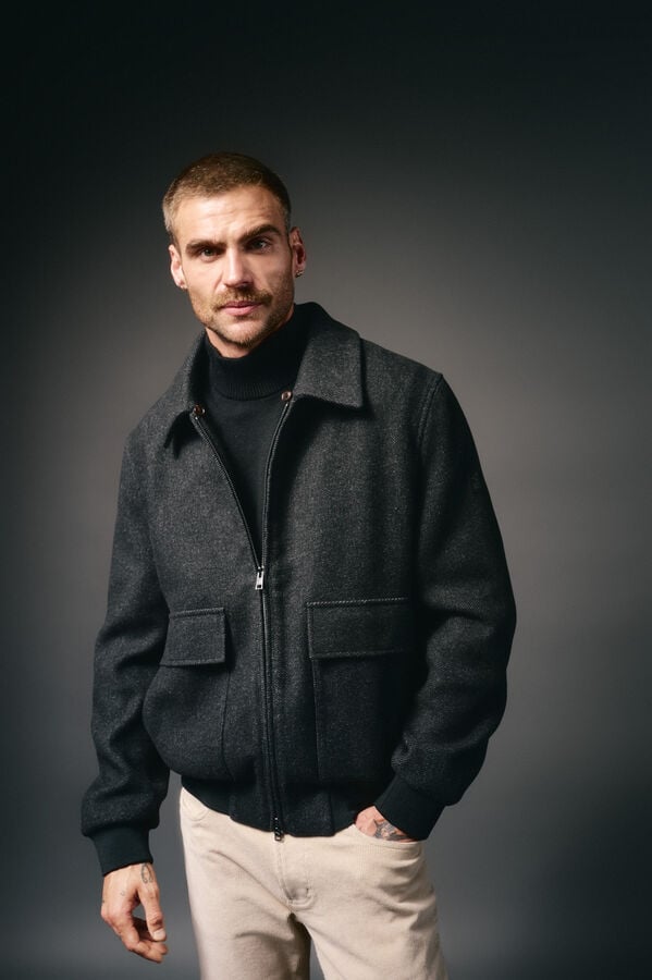 OOTO Casaco de lã borrego Cinzento