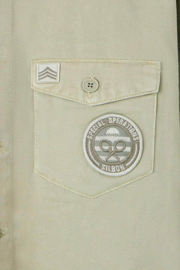 Silbon Sobrecamisa desgastada parches Verde