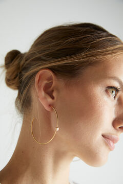 Cortefiel IMMER hoop earrings - Crystal - Gold Beige