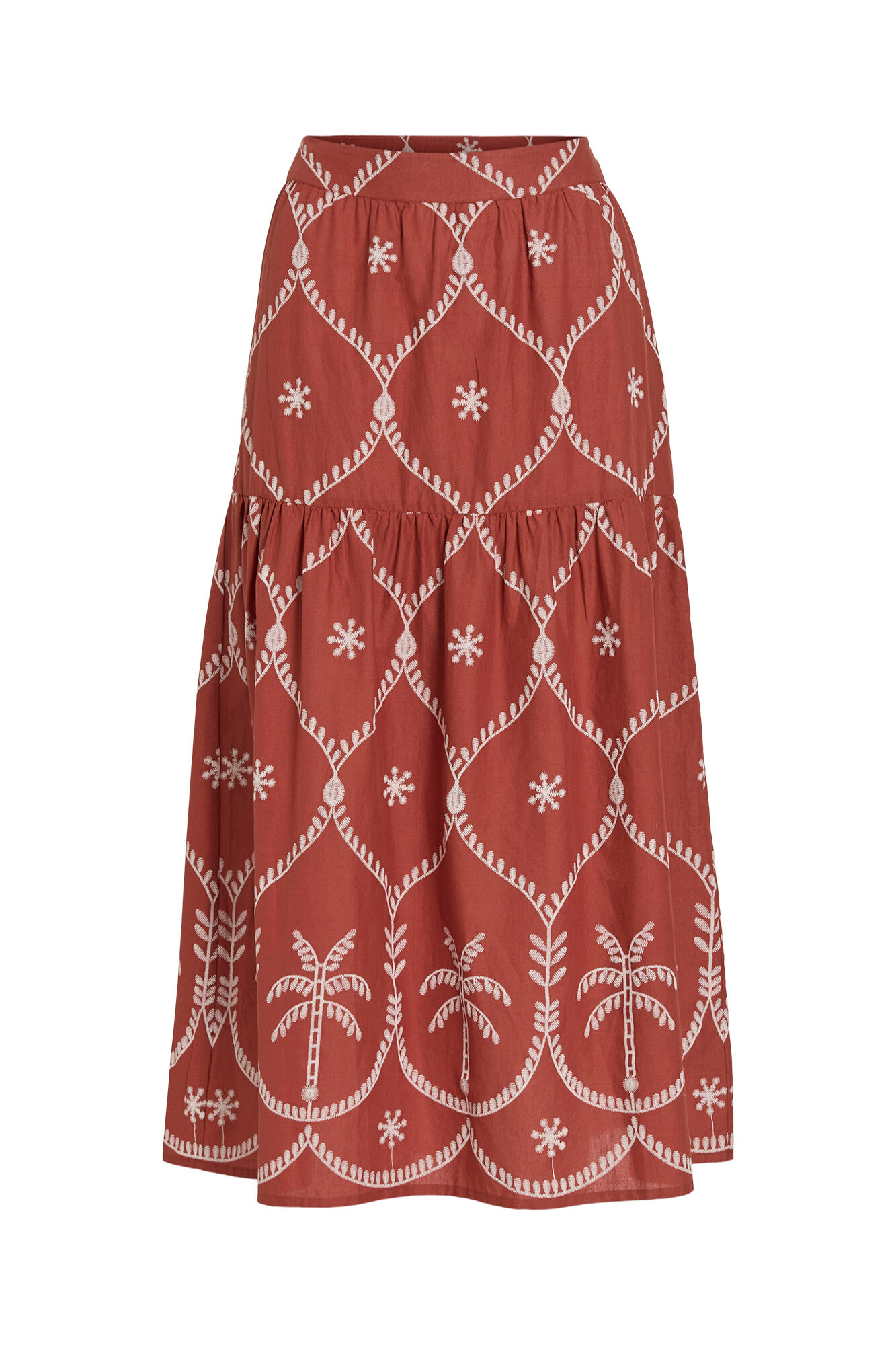 Vila Saia midi estampado tropical