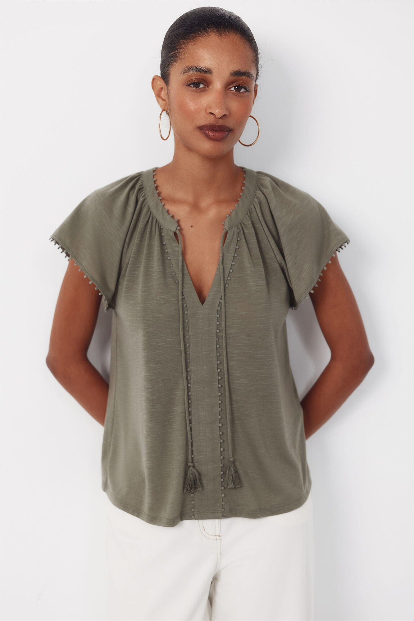 Cortefiel Camiseta fluida pasamanerias