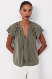 Cortefiel Camiseta fluida pasamanerias