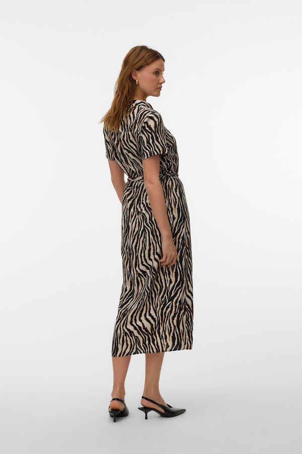 Vero Moda Vestido midi estampado de manga curta Multicolorido