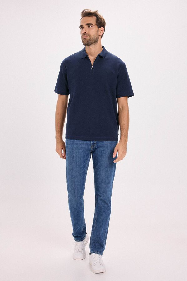 Jack & Jones T-shirt polo com fecho-éclair Azul