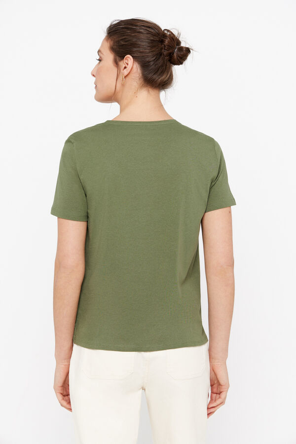 Cortefiel T-shirt fita floral Verde