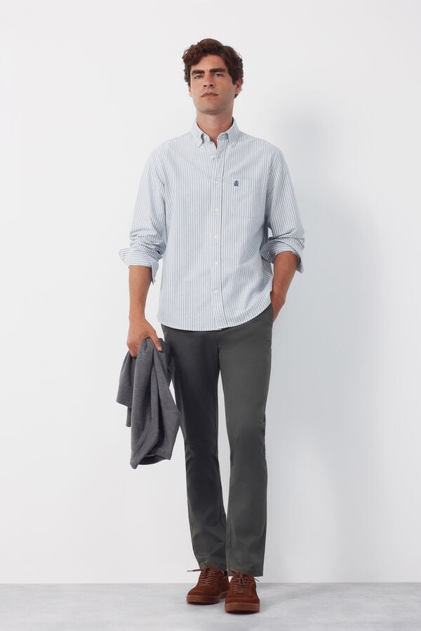 Cortefiel Slim-fit print chinos pants Kaki