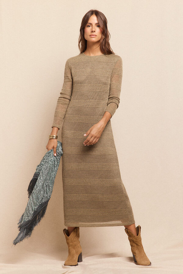 Slowlove Vestido estructura rústica Kaki