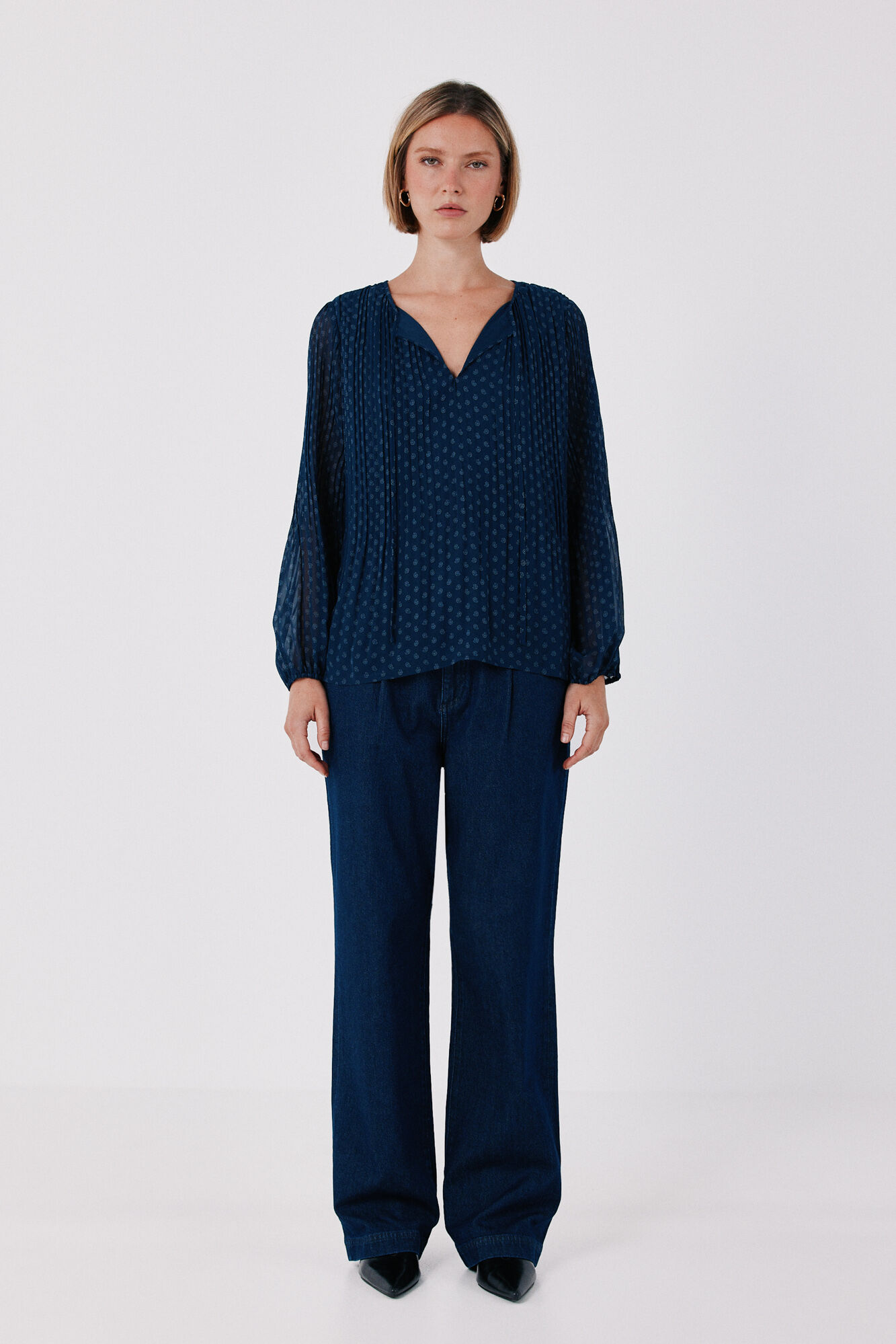 Cortefiel Pleated tie blouse