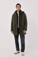 Cortefiel Waterproof trench with removable lining Kaki