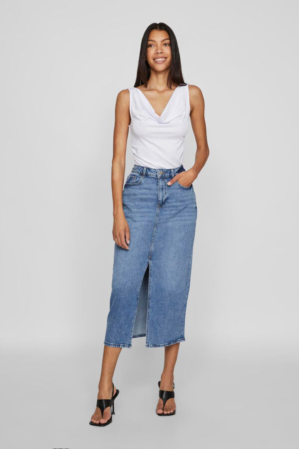 Vila Denim midi skirt Blue