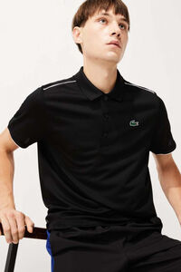 Cortefiel Polo shirt with contrasting piping on the shoulders and sleeve ends Black