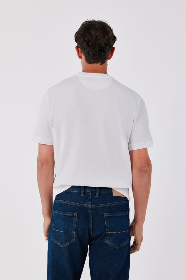 Cortefiel Piqu&eacute; fabric basic T-shirt White