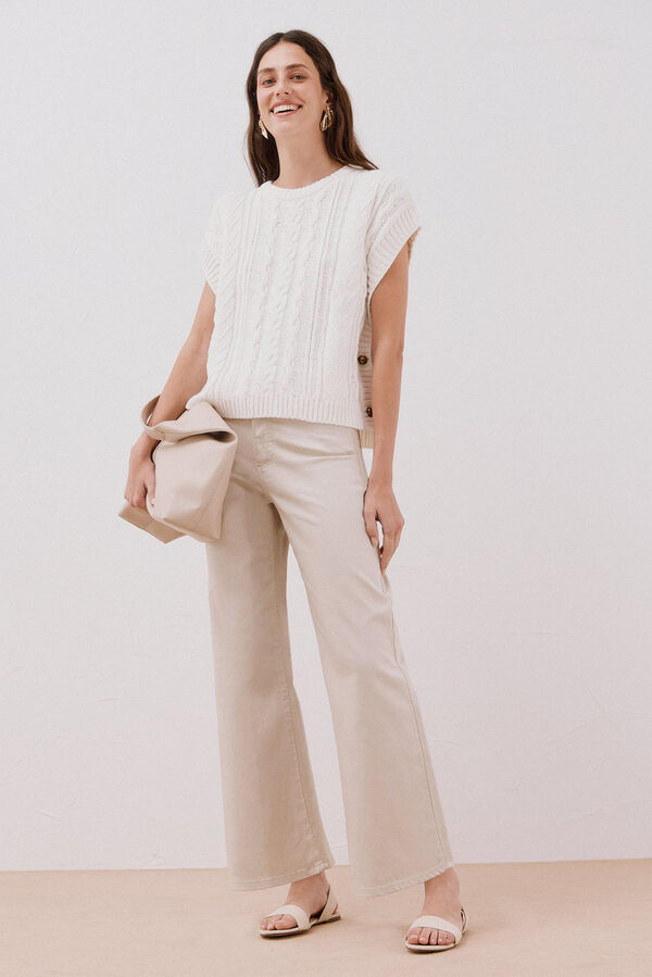 Cortefiel Vest with side buttons Ivory