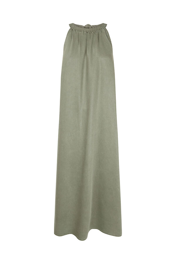 Cortefiel Halterneck denim dress Printed green