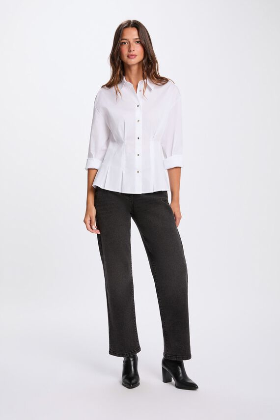 Camisa entallada cuello de solapa