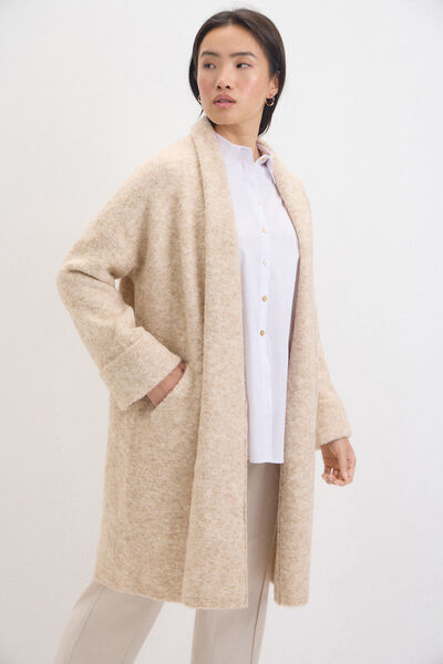 Cortefiel Cardigan abrigo bouclé Beige