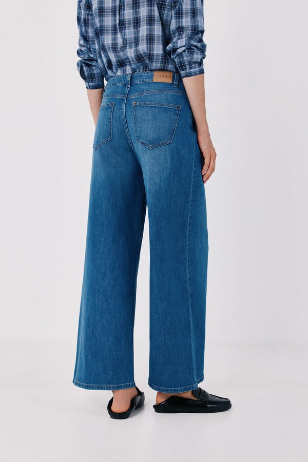 Cortefiel Long palazzo jeans Blue