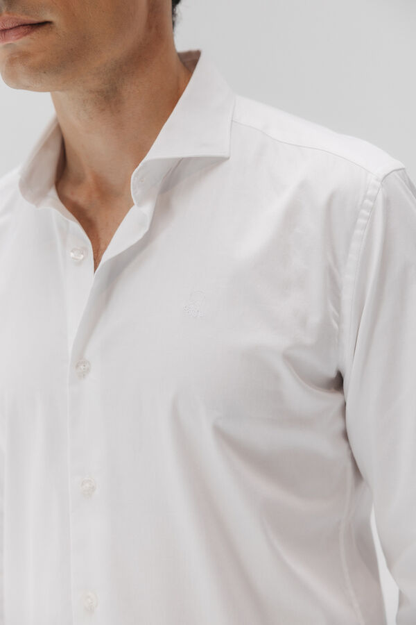 elPulpo Camisa social de popelina elástica Branco