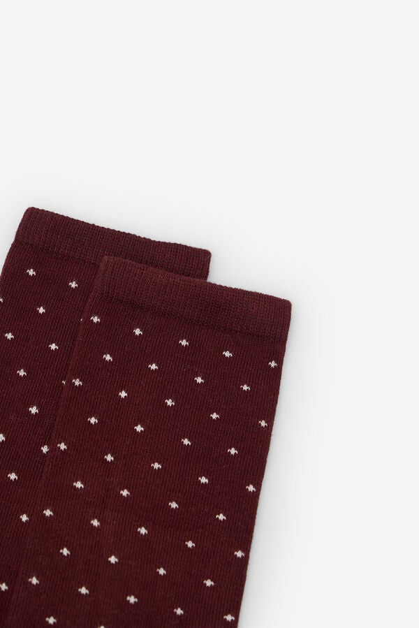 Cortefiel Long mini polka-dots sock Maroon