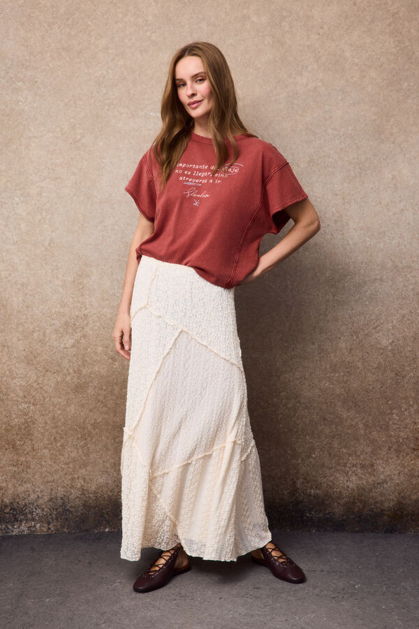 Slowlove Print T-shirt Orange